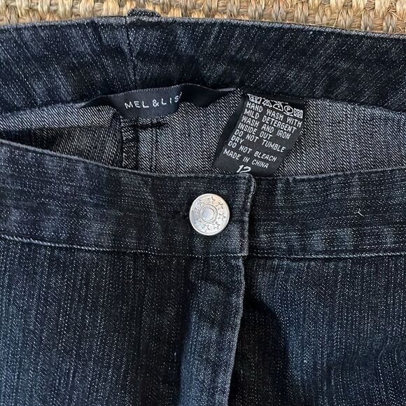 Mel & Lisa Black Denim Straight Leg Jeans Sz 12 - Picture 8 of 9